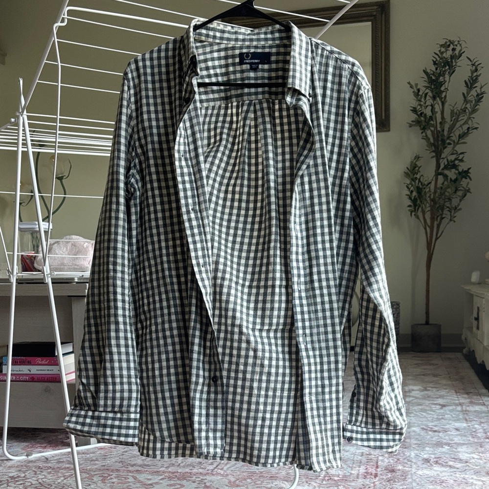 Fred Perry Black and White Checkered Shirt